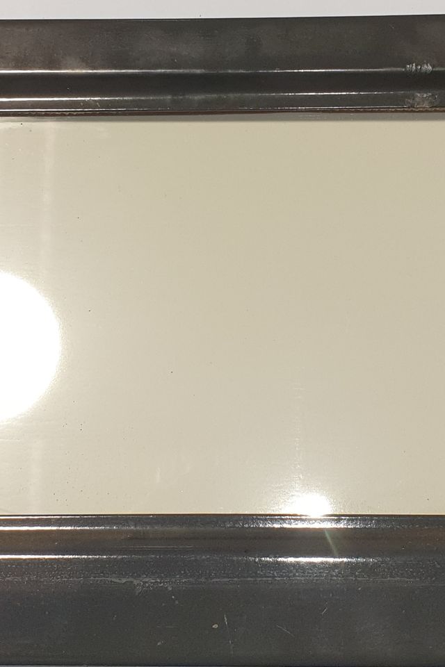 Wood heater door with new Robax heat-resistant glass, installed